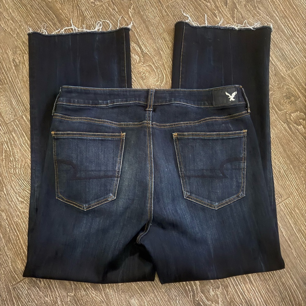 Dark Blue Women's Jeans - Hi Rise Kick Crop